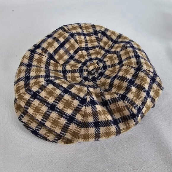 AQUASCUTUM Vintage Classic Check Plaid Wool Newsboy Hat - Picture 5 of 9